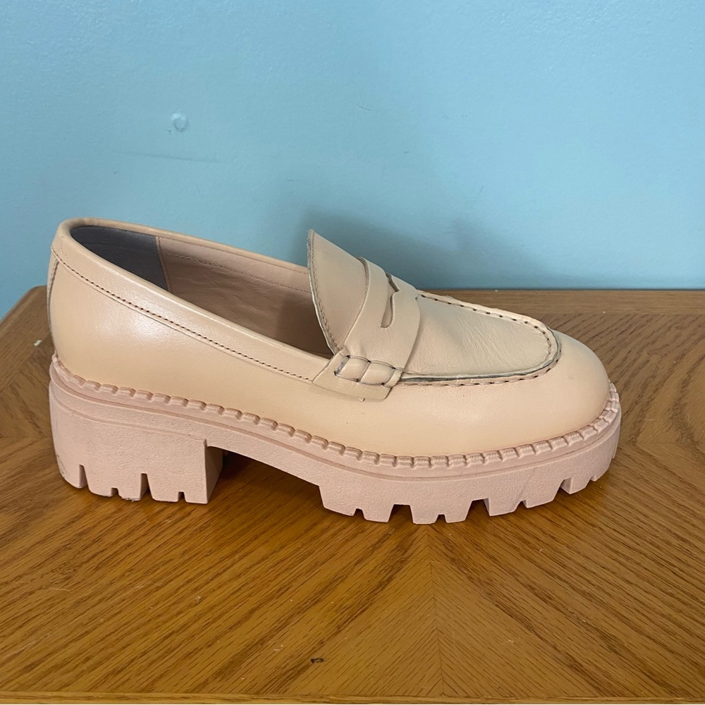 Free People Lyra Lug Sole Heeled Loafer Peach‎ Cantaloupe Size 7.5